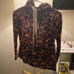 Blue & Pink Floral Cowl Neck Sweater